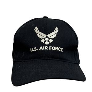 US Air Force Logo Hat Cap Black Fitted Embroidered